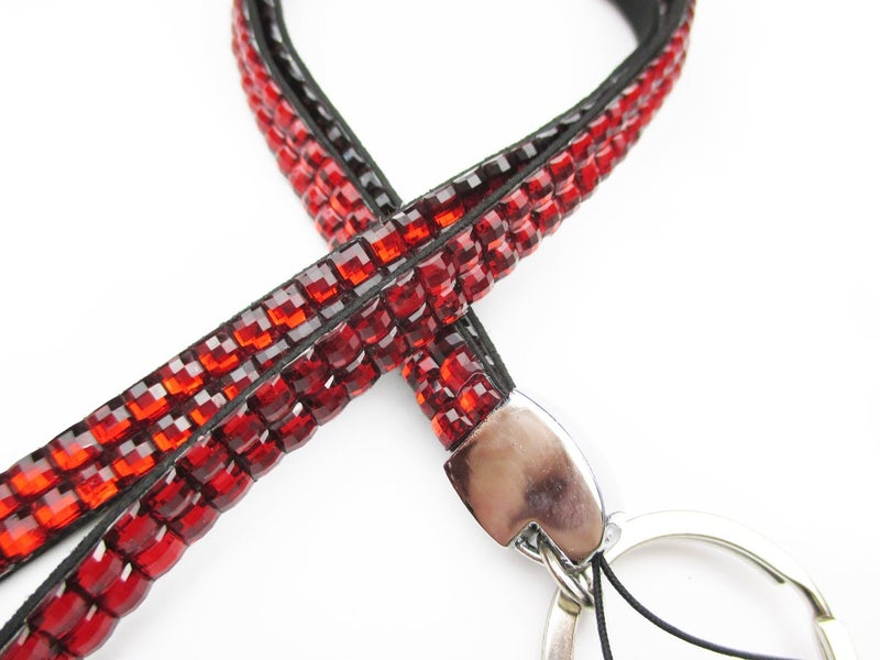 ALL in ONE Rhinestone Lanyard Bling Crystal Necklace + Badge Reel + Card Holder for Business Id/Key (RED) - Image 4